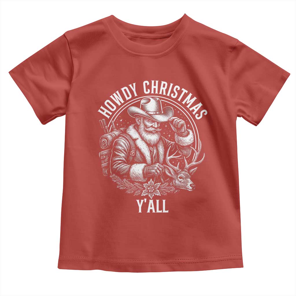 Cowboy Santa Claus Toddler T Shirt Howdy Christmas Y'all Western Country TS14 Red Print Your Wear