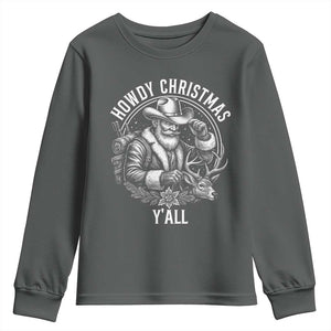 Cowboy Santa Claus Youth Sweatshirt Howdy Christmas Y'all Western Country TS14 Dark Heather Print Your Wear
