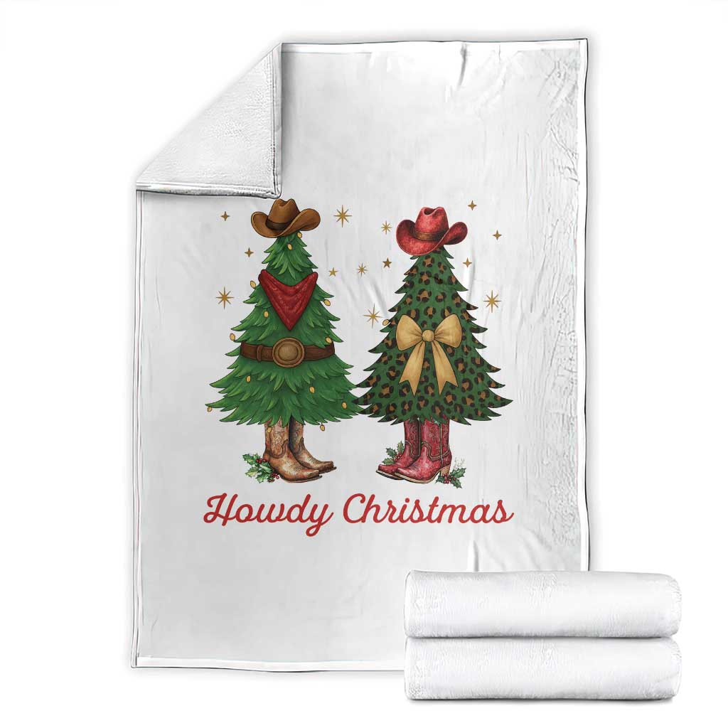 Howdy Christmas Throw Blanket Cowboy Western Country Xmas TS14 White Print Your Wear