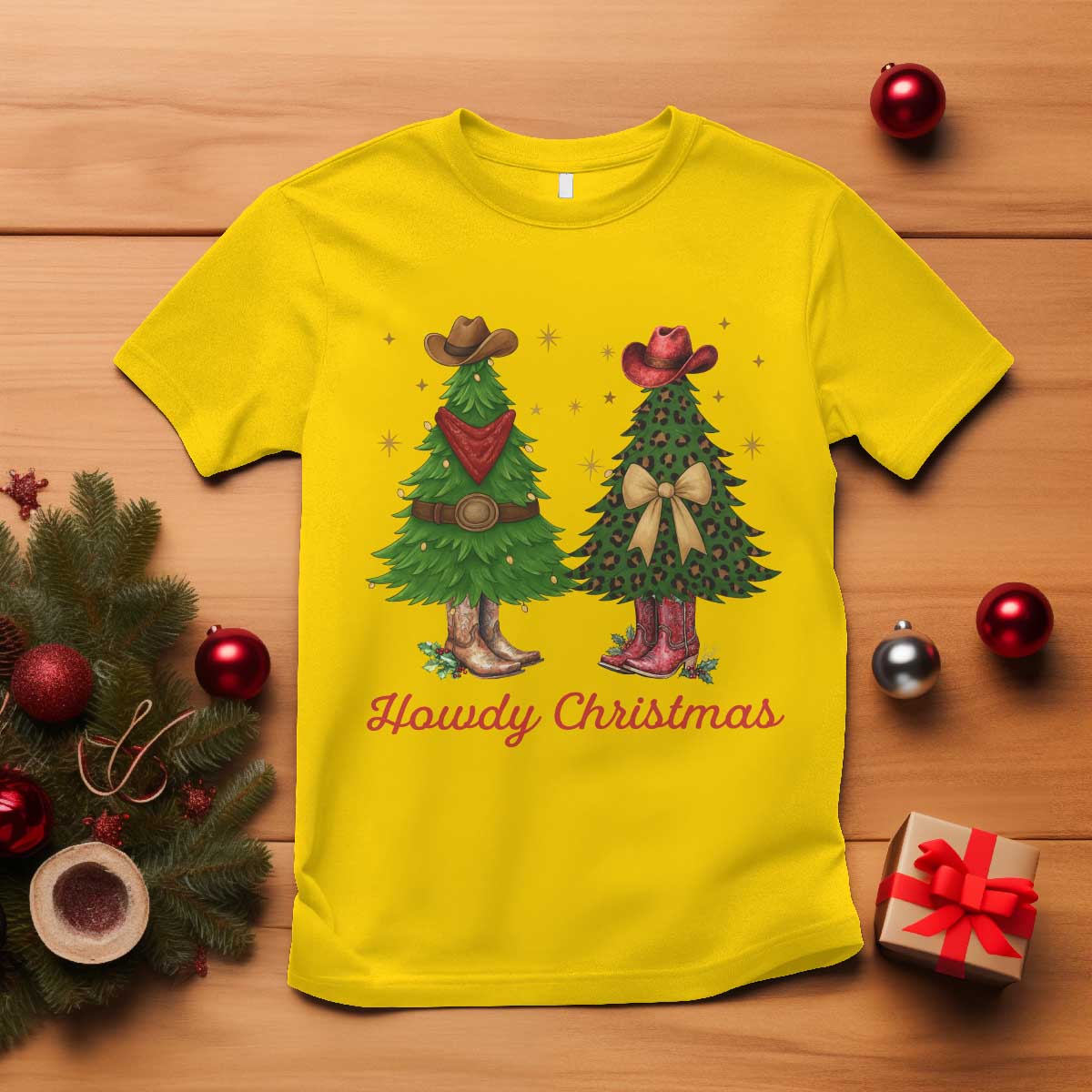 Howdy Christmas T Shirt Cowboy Western Country Xmas TS14 Daisy Print Your Wear