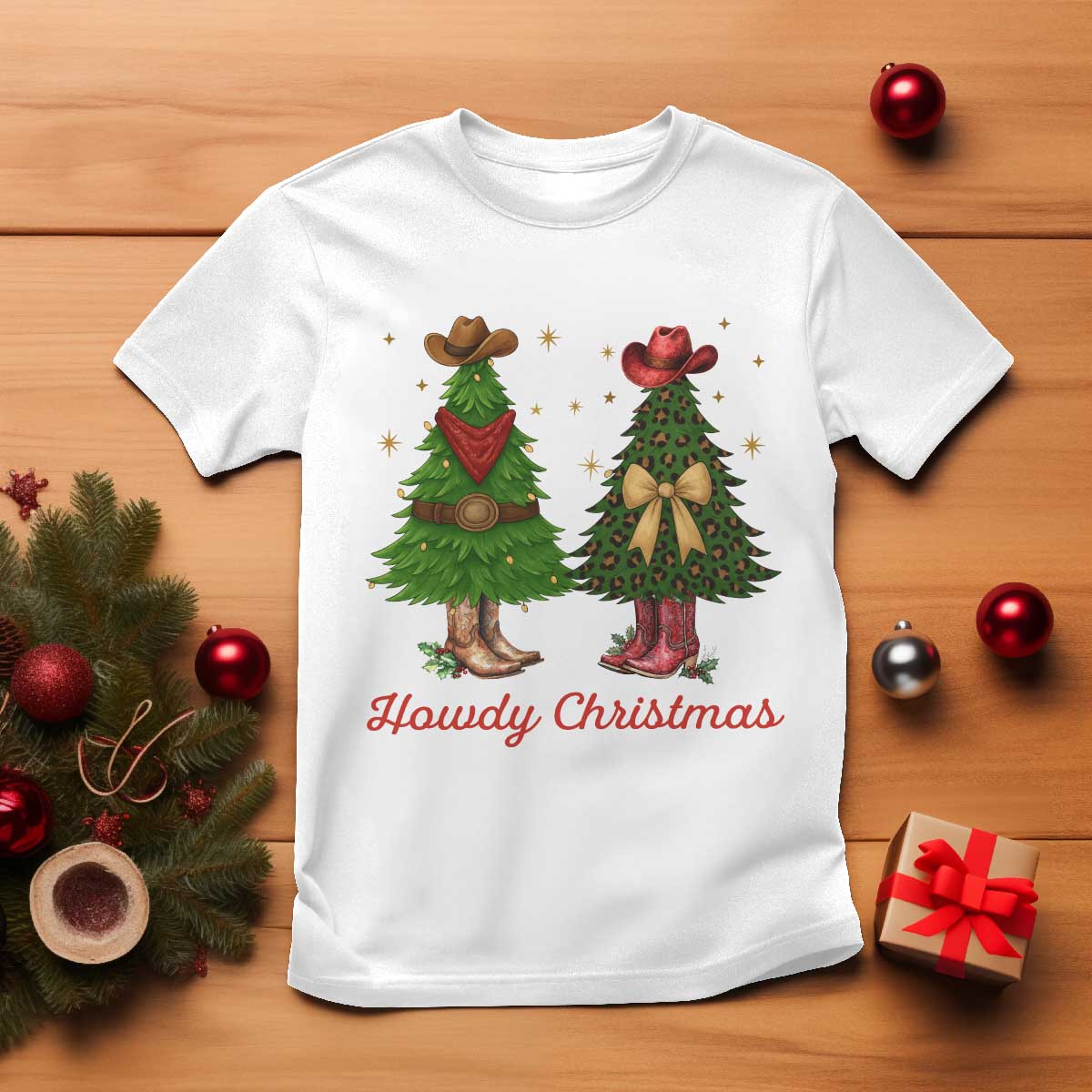 Howdy Christmas T Shirt Cowboy Western Country Xmas TS14 White Print Your Wear