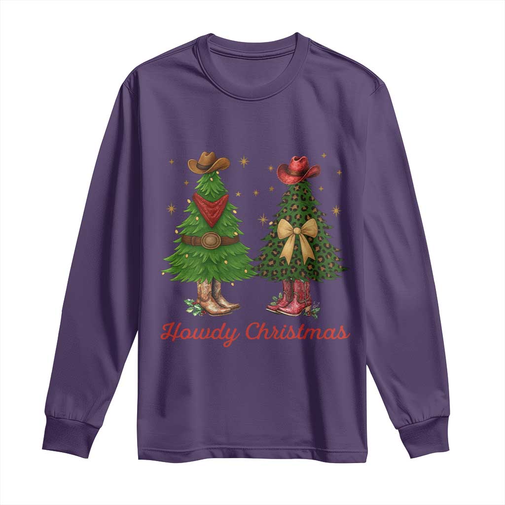 Howdy Christmas Long Sleeve Shirt Cowboy Western Country Xmas TS14 Purple Print Your Wear