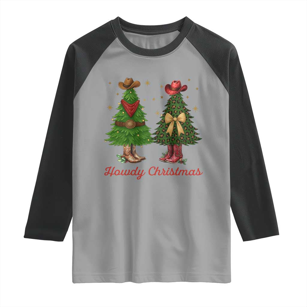 Howdy Christmas Raglan Shirt Cowboy Western Country Xmas TS14 Sport Gray Black Print Your Wear