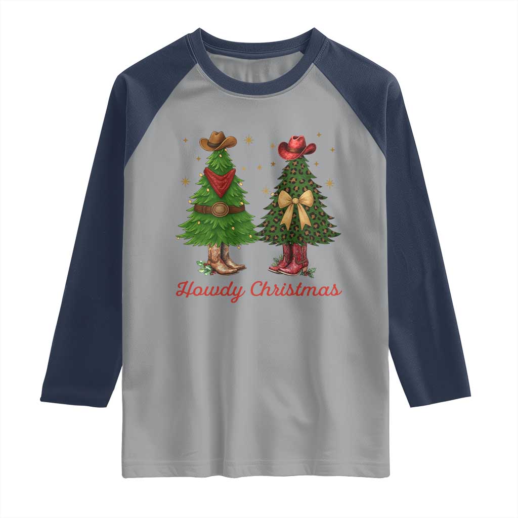 Howdy Christmas Raglan Shirt Cowboy Western Country Xmas TS14 Sport Gray Navy Print Your Wear