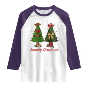 Howdy Christmas Raglan Shirt Cowboy Western Country Xmas TS14 White Purple Print Your Wear