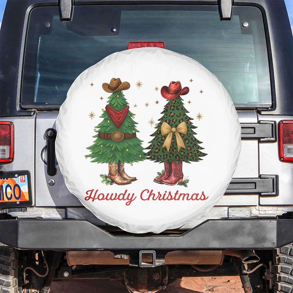 Howdy Christmas Spare Tire Cover Cowboy Western Country Xmas TS14 No hole White Print Your Wear