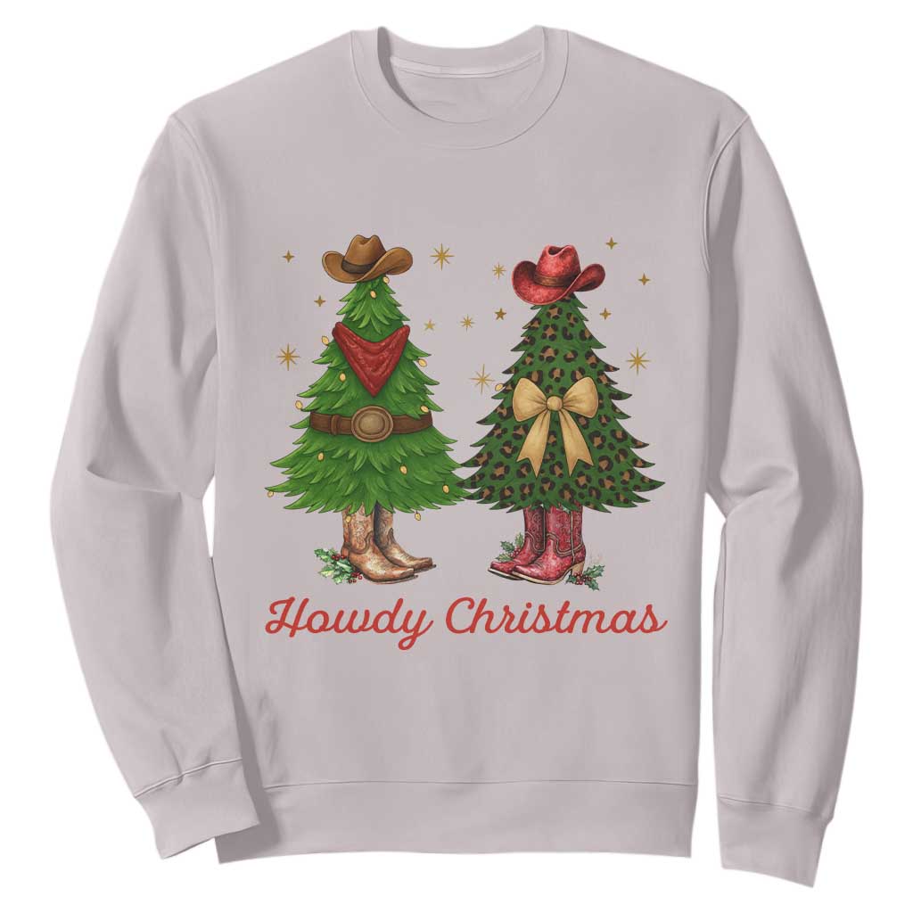 Howdy Christmas Sweatshirt Cowboy Western Country Xmas TS14 Ice Gray Print Your Wear