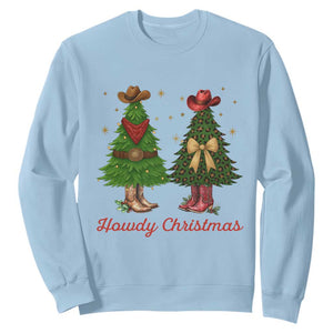 Howdy Christmas Sweatshirt Cowboy Western Country Xmas TS14 Light Blue Print Your Wear