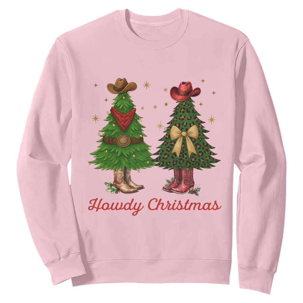 Howdy Christmas Sweatshirt Cowboy Western Country Xmas TS14 Light Pink Print Your Wear
