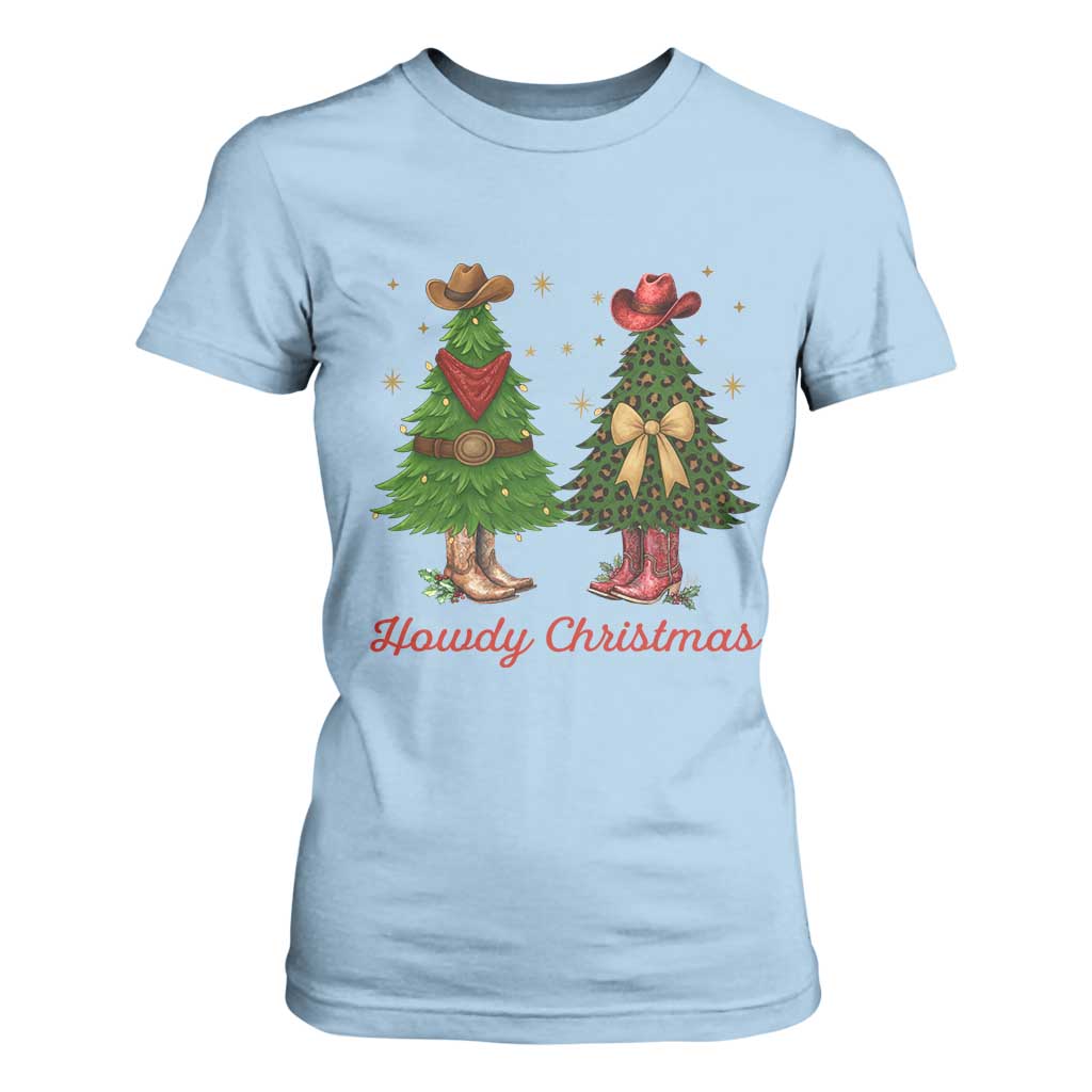 Howdy Christmas T Shirt For Women Cowboy Western Country Xmas TS14 Light Blue Print Your Wear