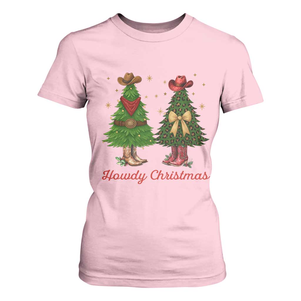 Howdy Christmas T Shirt For Women Cowboy Western Country Xmas TS14 Light Pink Print Your Wear