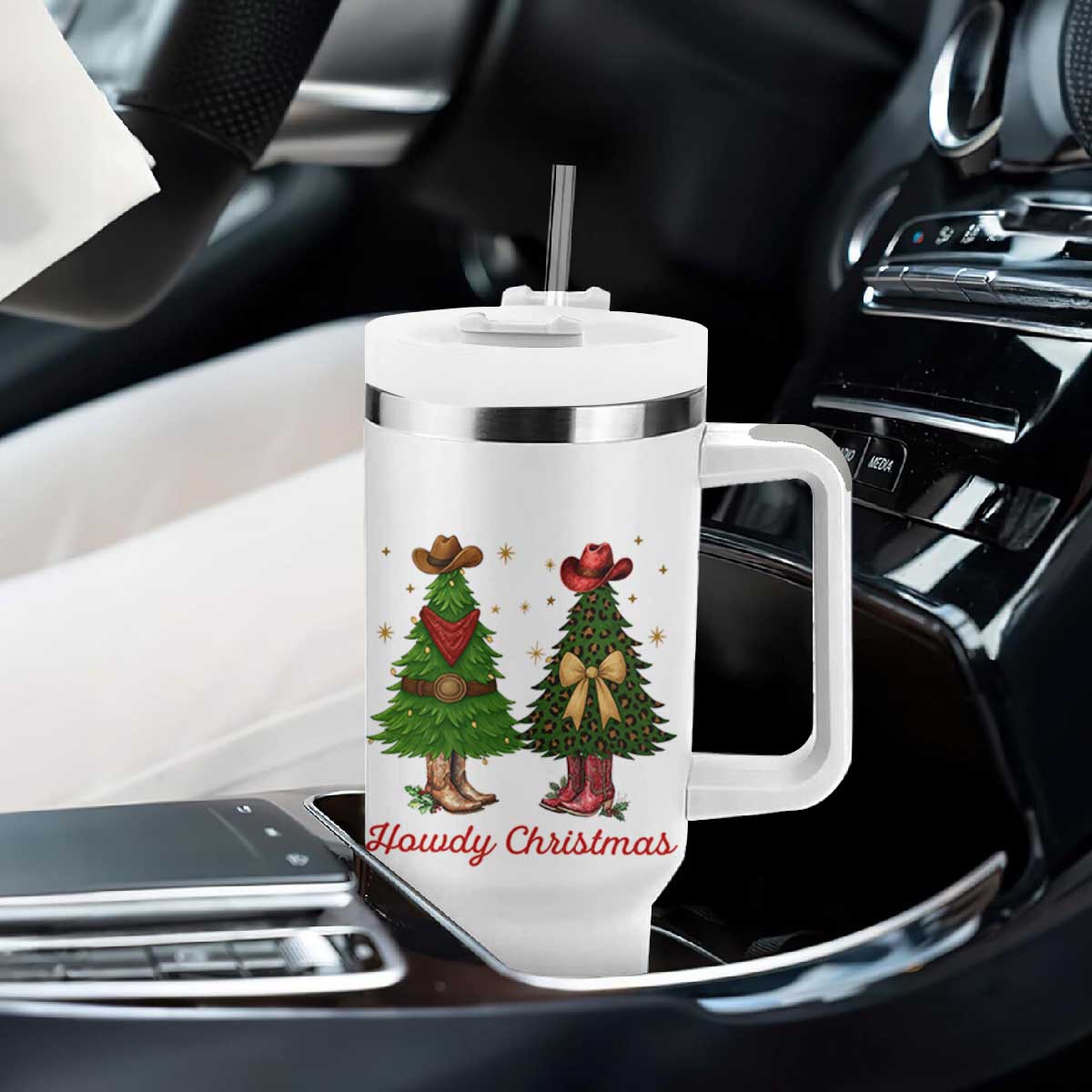 Howdy Christmas Tumbler With Handle Cowboy Western Country Xmas TS14 Print Your Wear