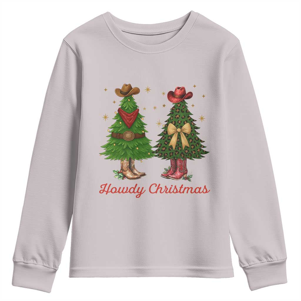 Howdy Christmas Youth Sweatshirt Cowboy Western Country Xmas TS14 Ice Gray Print Your Wear
