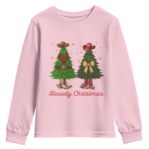 Howdy Christmas Youth Sweatshirt Cowboy Western Country Xmas TS14 Light Pink Print Your Wear