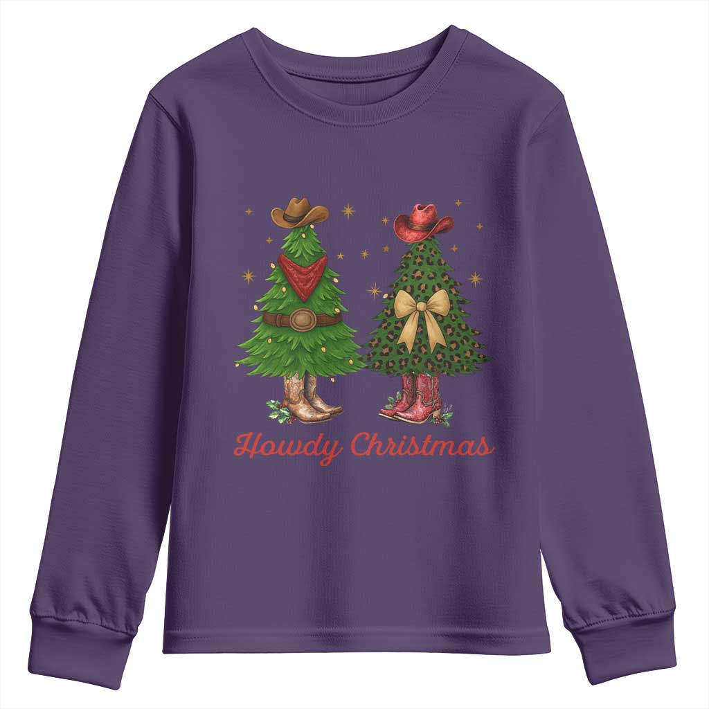 Howdy Christmas Youth Sweatshirt Cowboy Western Country Xmas TS14 Purple Print Your Wear