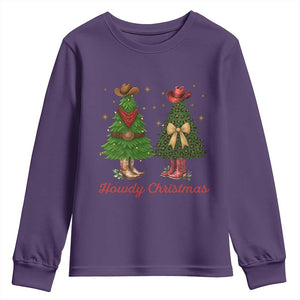 Howdy Christmas Youth Sweatshirt Cowboy Western Country Xmas TS14 Purple Print Your Wear