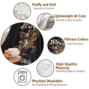 Funny Cowboy Jesus Christmas Throw Blanket It Is Your Birthday TS14 Print Your Wear