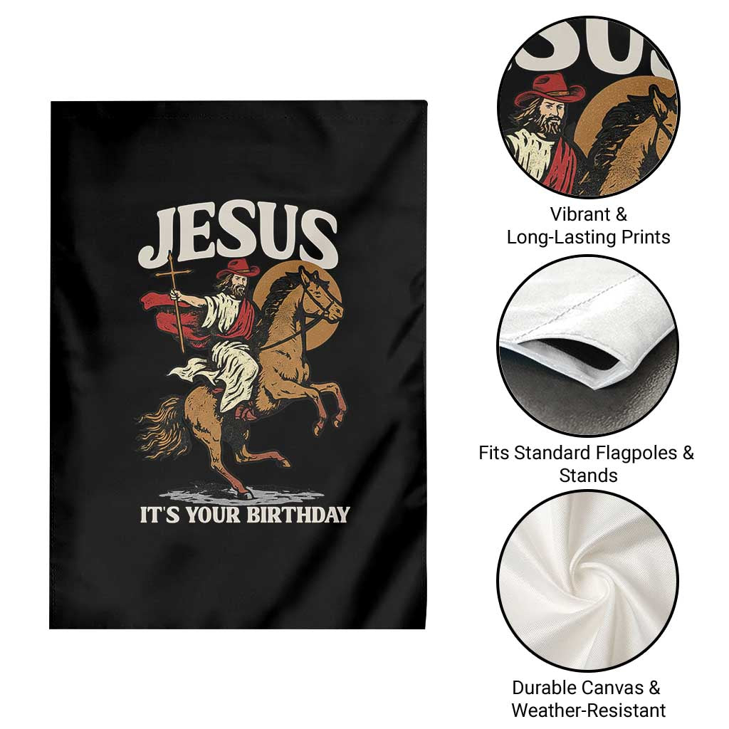 Funny Cowboy Jesus Christmas Garden Flag It Is Your Birthday TS14 Print Your Wear