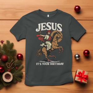Funny Cowboy Jesus Christmas T Shirt It Is Your Birthday TS14 Dark Heather Print Your Wear