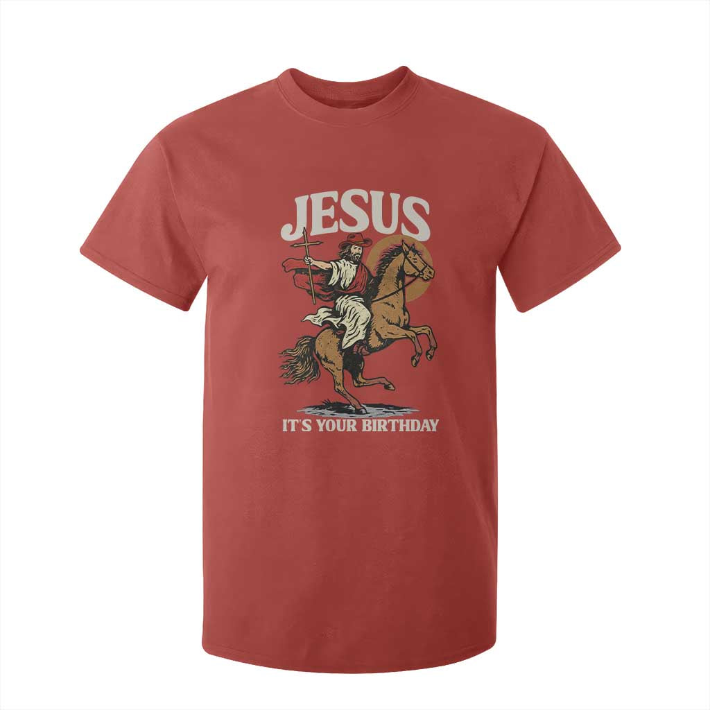 Funny Cowboy Jesus Christmas T Shirt For Kid It Is Your Birthday TS14 Red Print Your Wear