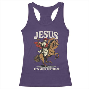 Funny Cowboy Jesus Christmas Racerback Tank Top It Is Your Birthday TS14 Purple Print Your Wear