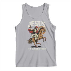 Funny Cowboy Jesus Christmas Tank Top It Is Your Birthday TS14 Athletic Heather Print Your Wear