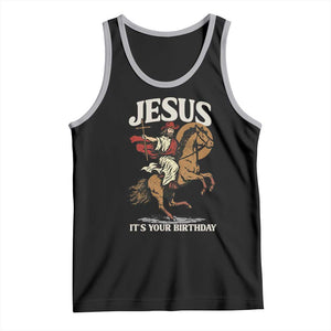 Funny Cowboy Jesus Christmas Tank Top It Is Your Birthday TS14 Black Athletic Heather Print Your Wear