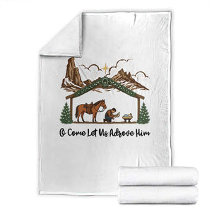 Nativity Scene Christmas Throw Blanket Cowboy Bible Scripture Verse Western TS14 White Print Your Wear