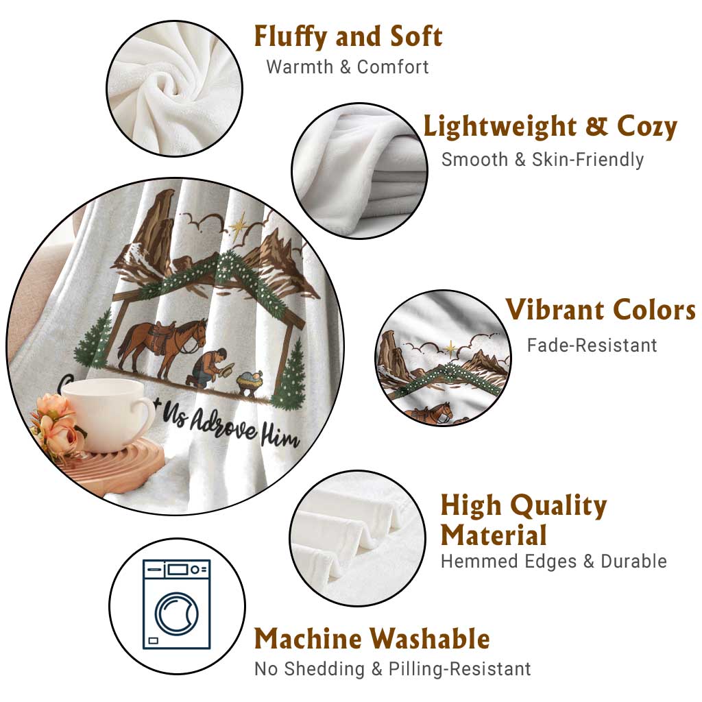 Nativity Scene Christmas Throw Blanket Cowboy Bible Scripture Verse Western TS14 Print Your Wear