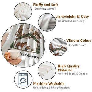 Nativity Scene Christmas Throw Blanket Cowboy Bible Scripture Verse Western TS14 Print Your Wear