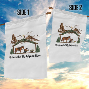 Nativity Scene Christmas Garden Flag Cowboy Bible Scripture Verse Western TS14 Print Your Wear