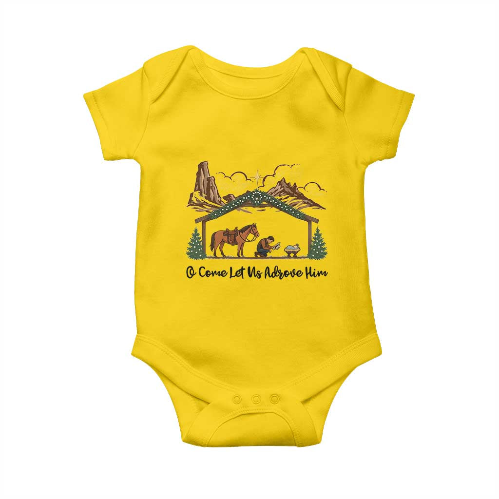Nativity Scene Christmas Baby Onesie Cowboy Bible Scripture Verse Western TS14 Daisy Print Your Wear