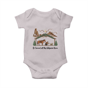 Nativity Scene Christmas Baby Onesie Cowboy Bible Scripture Verse Western TS14 Ice Gray Print Your Wear