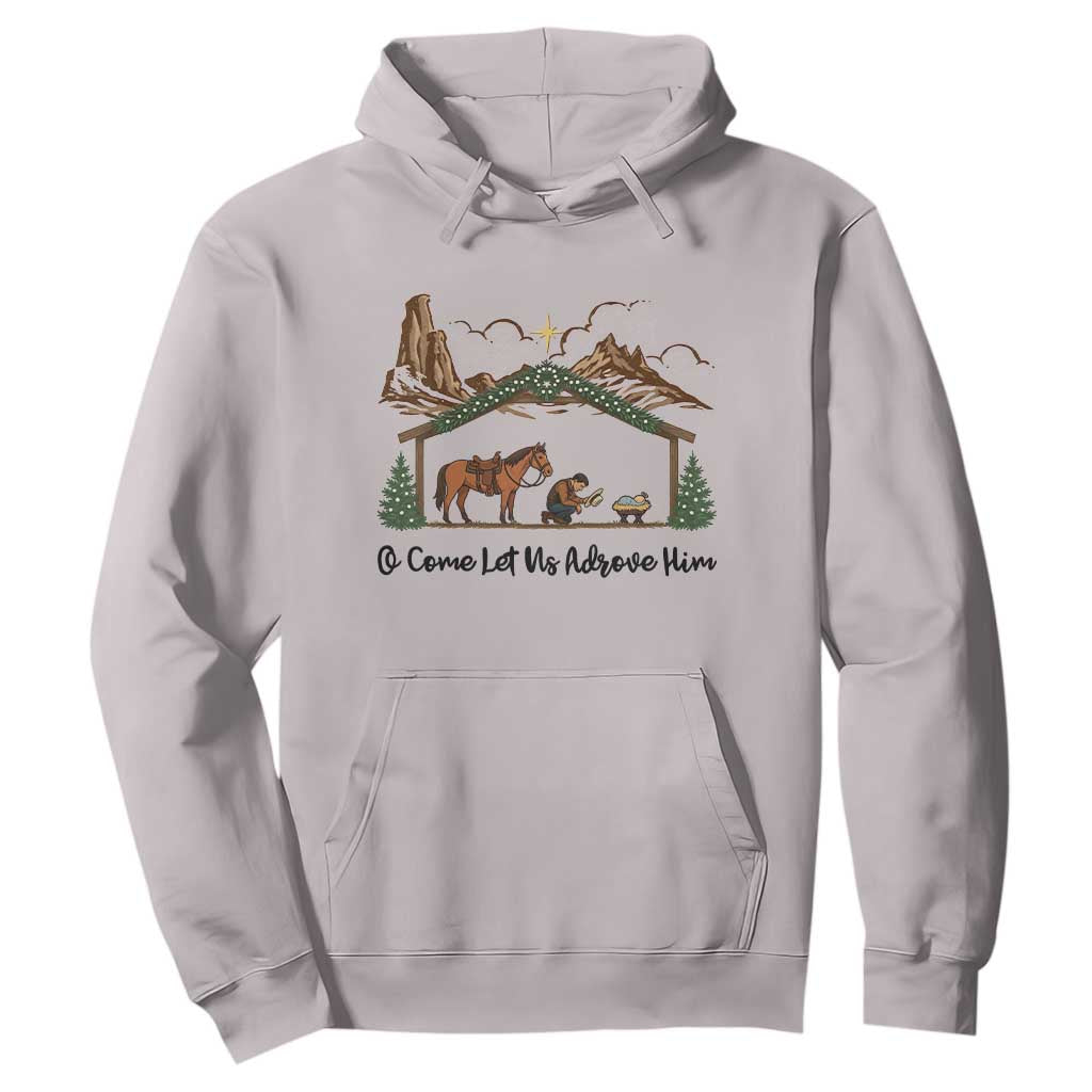 Nativity Scene Christmas Hoodie Cowboy Bible Scripture Verse Western TS14 Ice Gray Print Your Wear