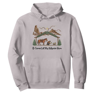 Nativity Scene Christmas Hoodie Cowboy Bible Scripture Verse Western TS14 Ice Gray Print Your Wear