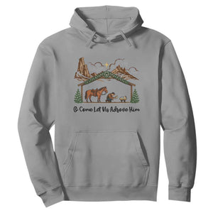 Nativity Scene Christmas Hoodie Cowboy Bible Scripture Verse Western TS14 Sport Gray Print Your Wear