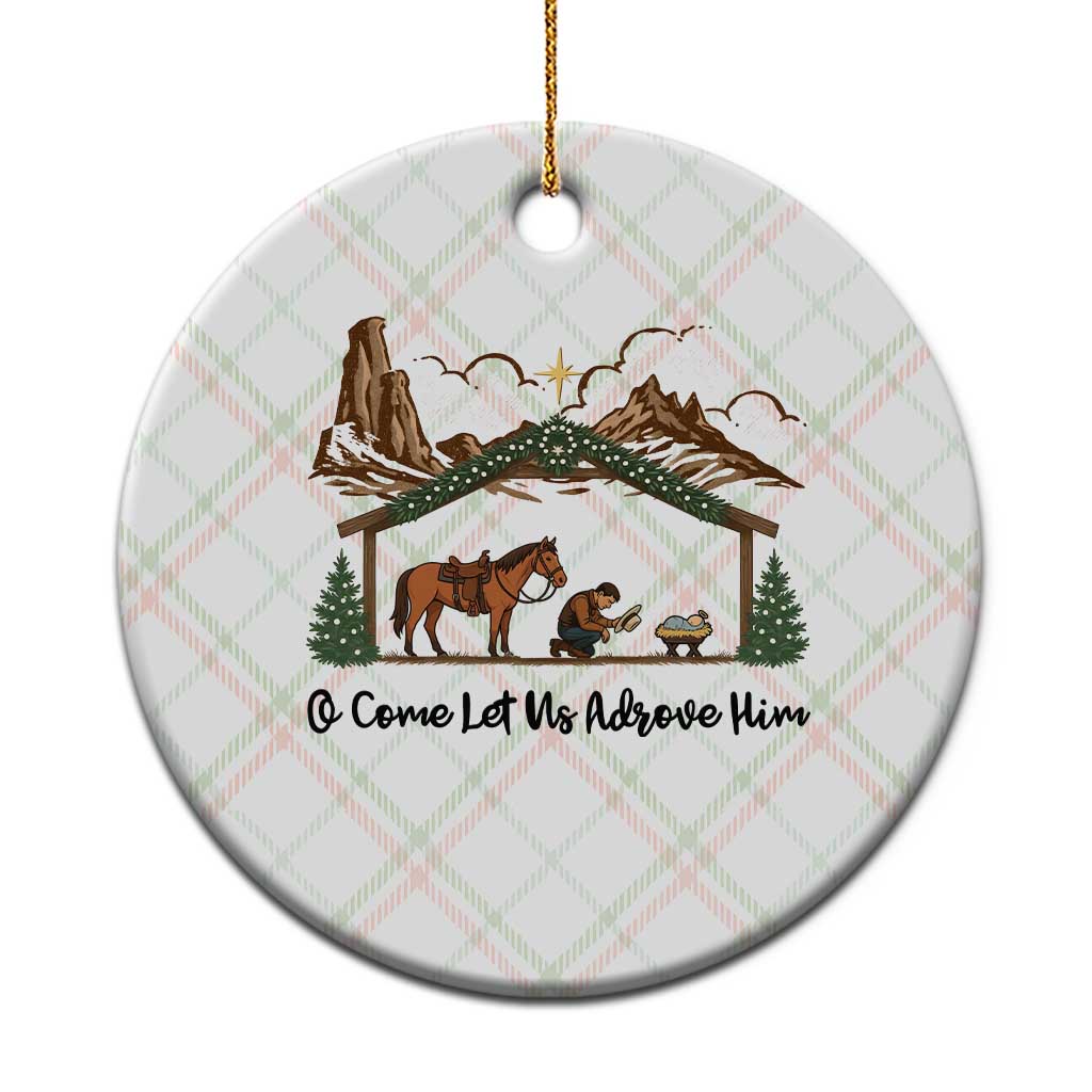 Nativity Scene Christmas Ceramic Ornament Cowboy Bible Scripture Verse Western TS14 1pc Christmas Plaid Print Your Wear