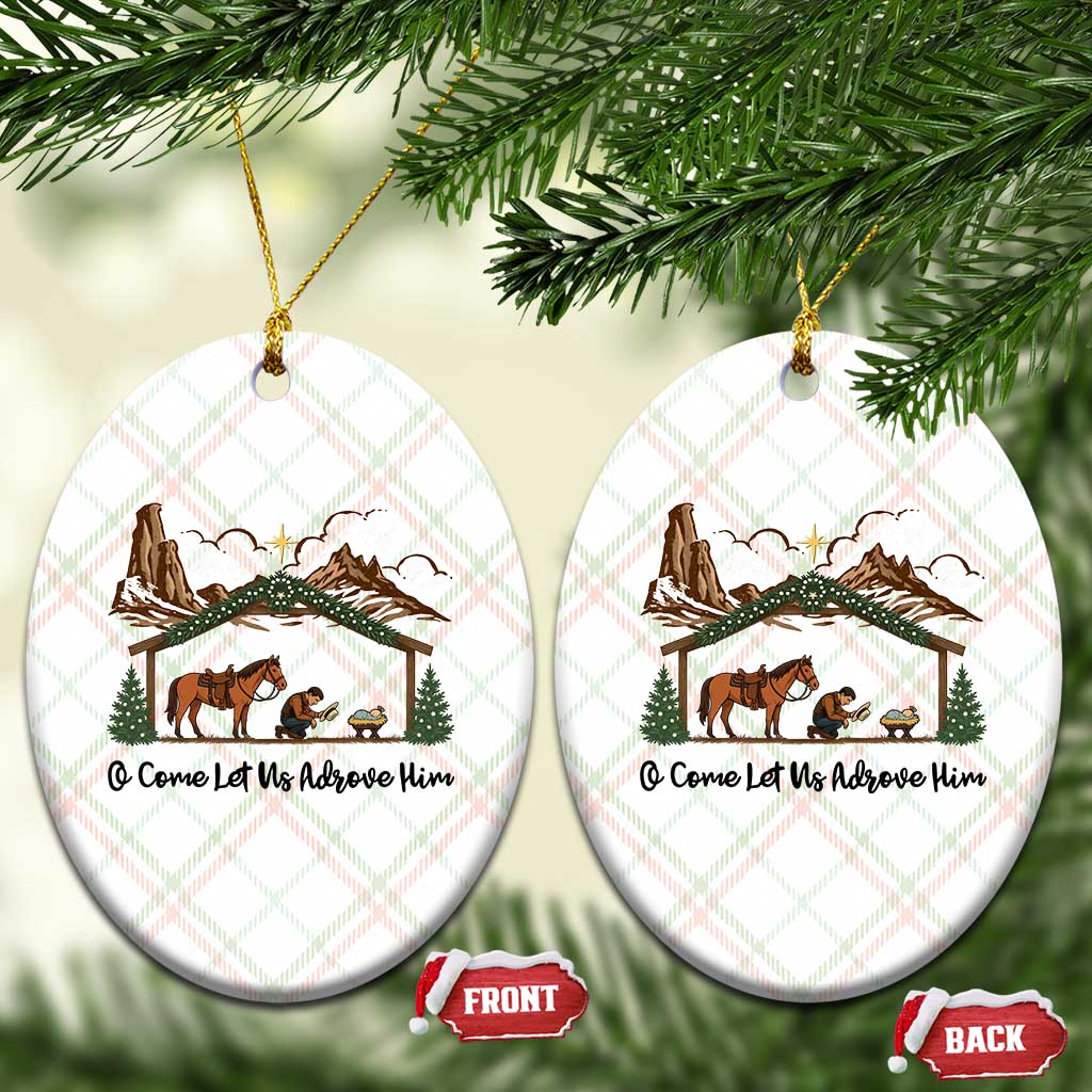 Nativity Scene Christmas Ceramic Ornament Cowboy Bible Scripture Verse Western TS14 Print Your Wear
