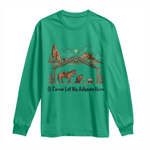 Nativity Scene Christmas Long Sleeve Shirt Cowboy Bible Scripture Verse Western TS14 Irish Green Print Your Wear