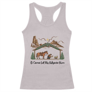 Nativity Scene Christmas Racerback Tank Top Cowboy Bible Scripture Verse Western TS14 Ice Gray Print Your Wear