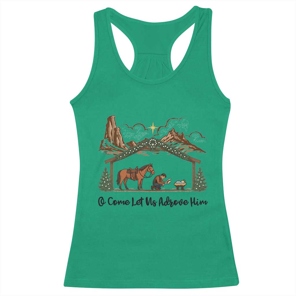 Nativity Scene Christmas Racerback Tank Top Cowboy Bible Scripture Verse Western TS14 Irish Green Print Your Wear
