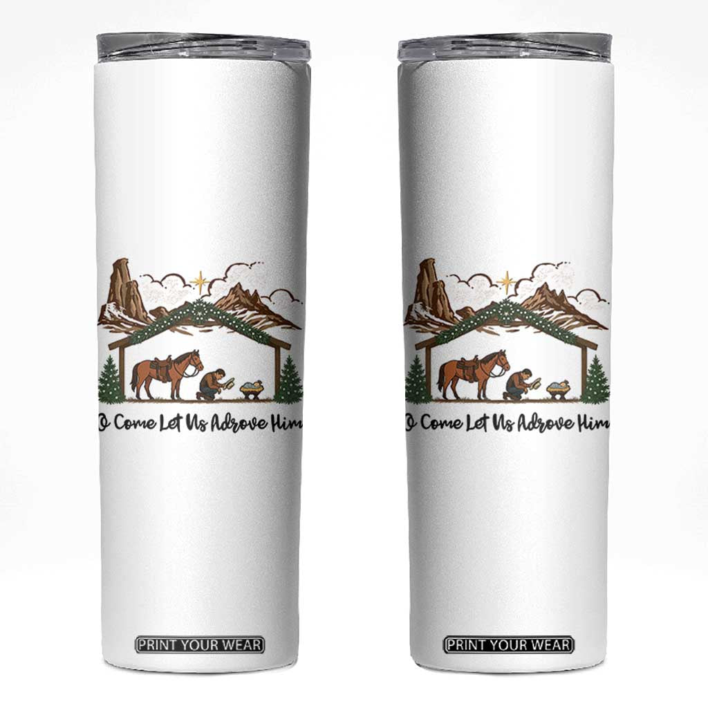 Nativity Scene Christmas Skinny Tumbler Cowboy Bible Scripture Verse Western TS14 White Print Your Wear