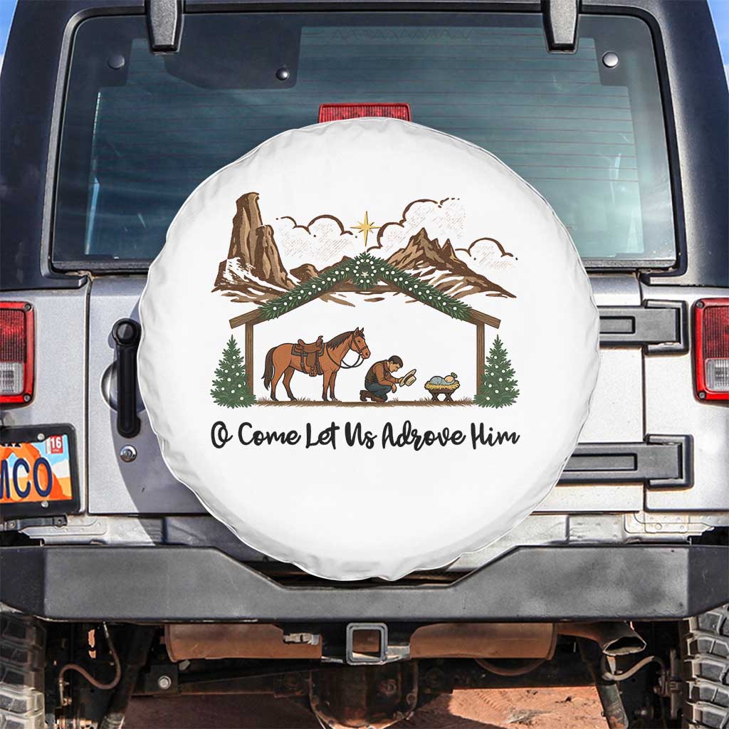 Nativity Scene Christmas Spare Tire Cover Cowboy Bible Scripture Verse Western TS14 No hole White Print Your Wear