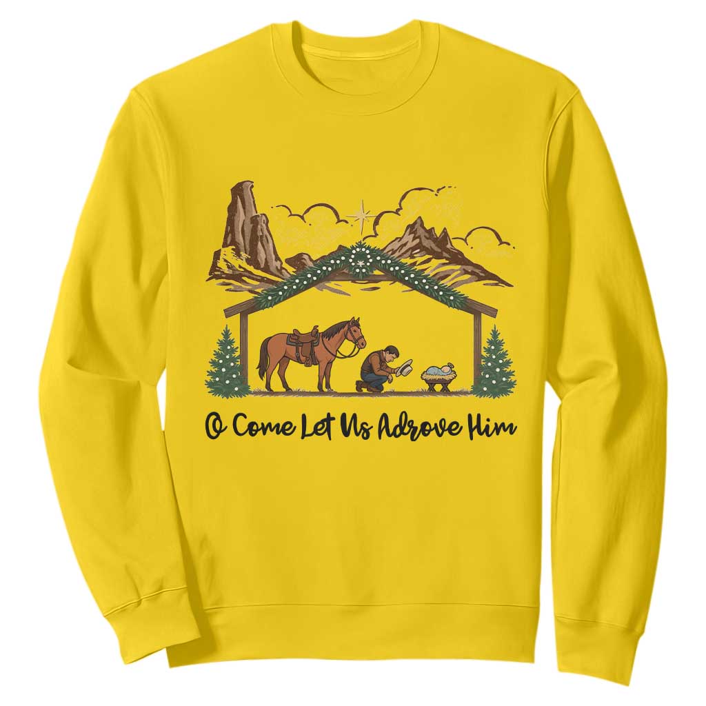 Nativity Scene Christmas Sweatshirt Cowboy Bible Scripture Verse Western TS14 Daisy Print Your Wear