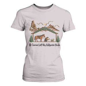 Nativity Scene Christmas T Shirt For Women Cowboy Bible Scripture Verse Western TS14 Ice Gray Print Your Wear