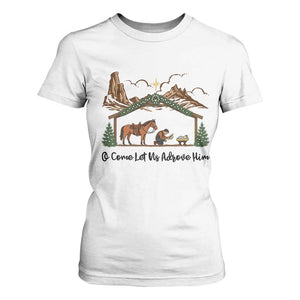 Nativity Scene Christmas T Shirt For Women Cowboy Bible Scripture Verse Western TS14 White Print Your Wear