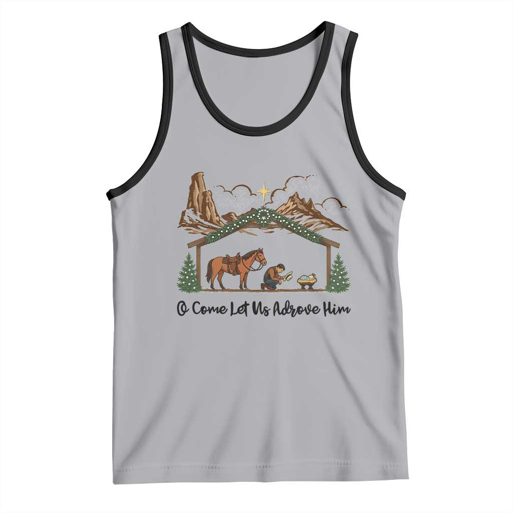 Nativity Scene Christmas Tank Top Cowboy Bible Scripture Verse Western TS14 Athletic Heather Black Print Your Wear