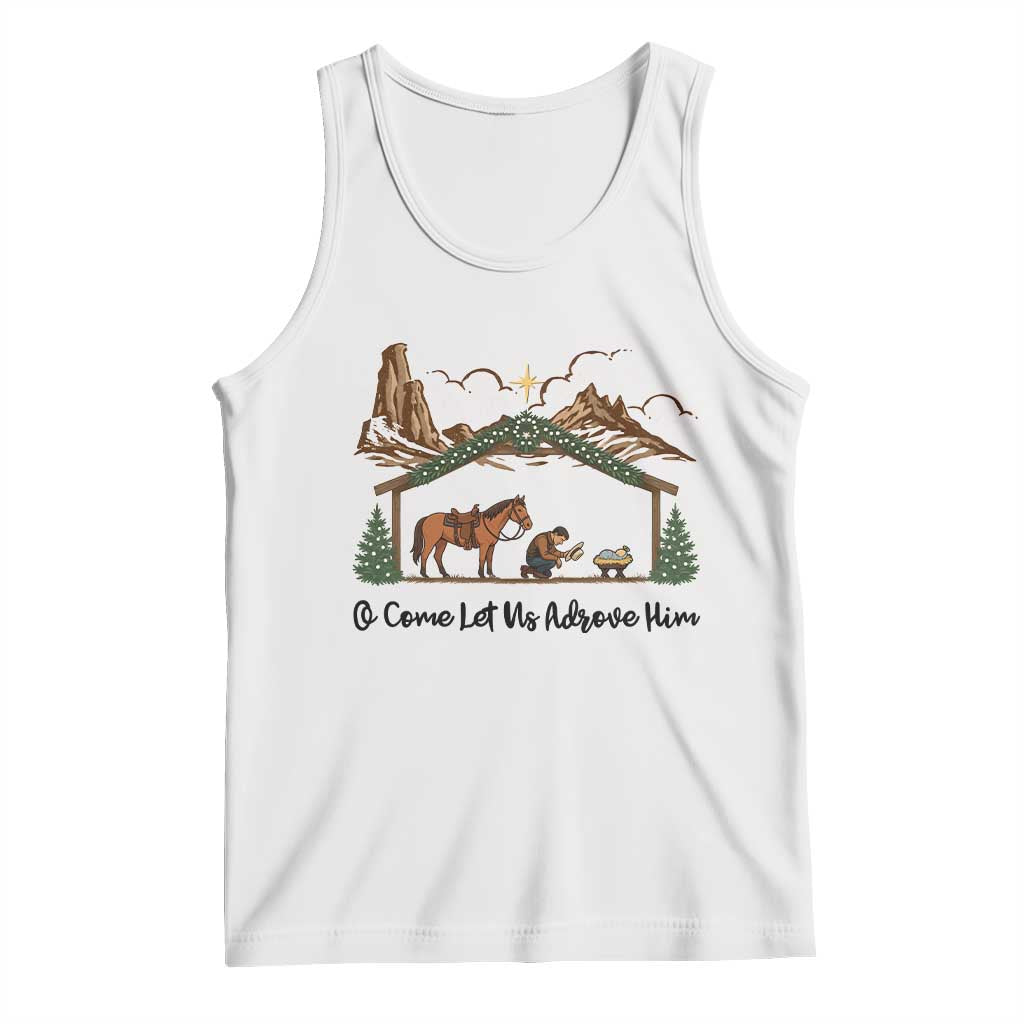 Nativity Scene Christmas Tank Top Cowboy Bible Scripture Verse Western TS14 White Print Your Wear