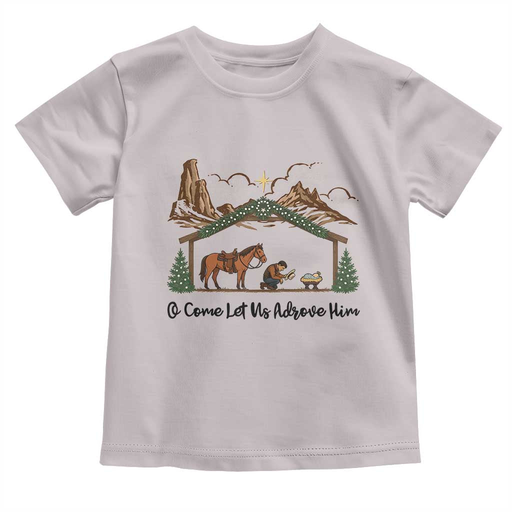 Nativity Scene Christmas Toddler T Shirt Cowboy Bible Scripture Verse Western TS14 Ice Gray Print Your Wear