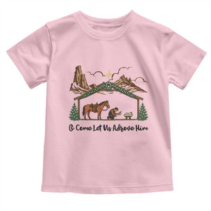 Nativity Scene Christmas Toddler T Shirt Cowboy Bible Scripture Verse Western TS14 Light Pink Print Your Wear